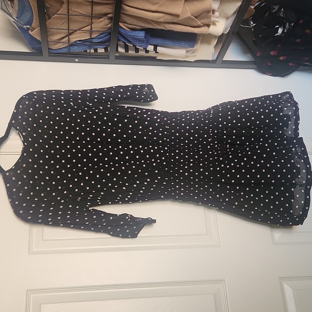 Ganni Monette Georgette Dress in Black Polkadot Size 36/ US4 - Picture 4 of 10